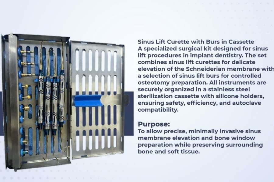 Sinus Lift Curette Set with Burs